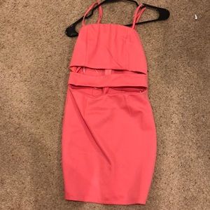 Coral cut out dress